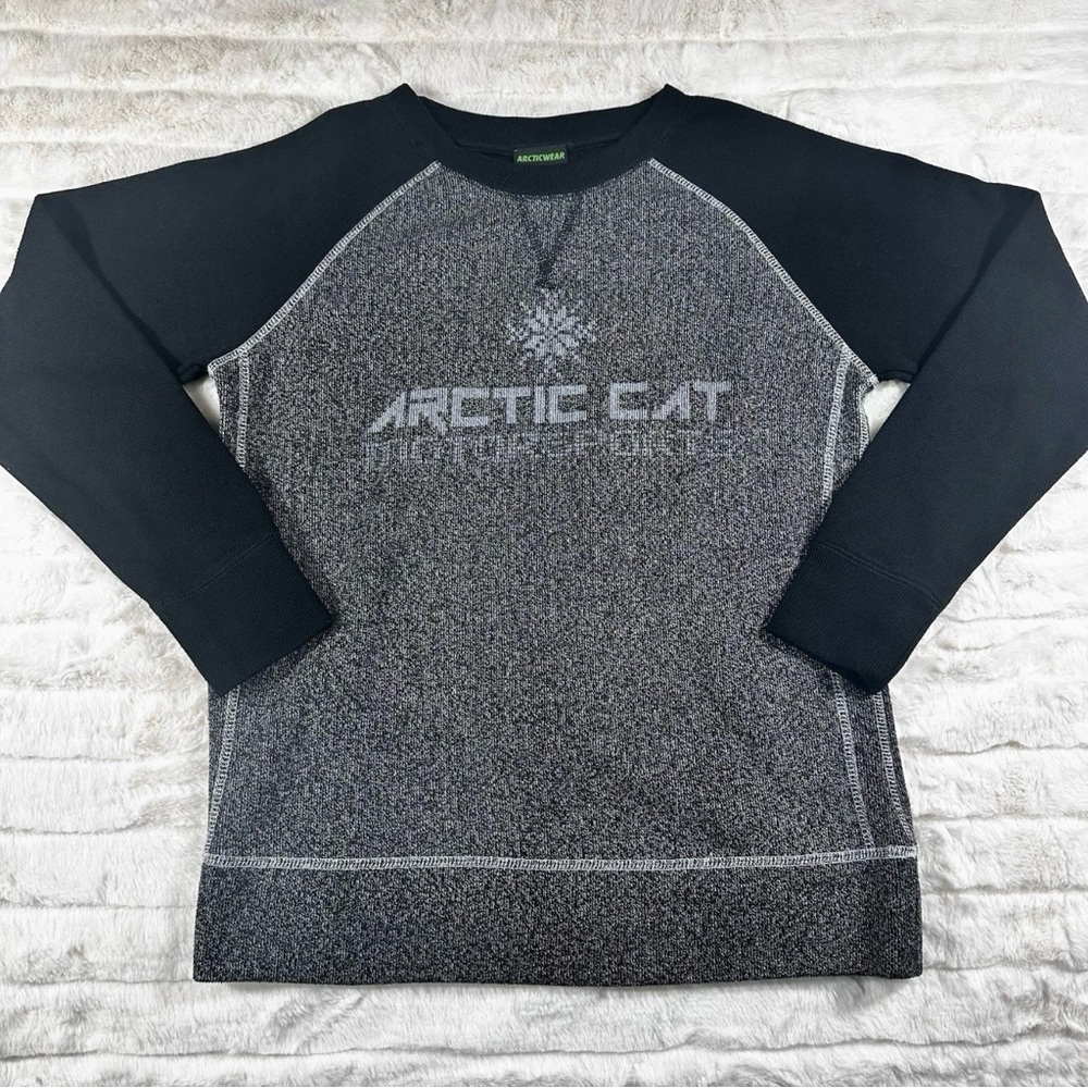 Vtg Arcticwear Arctic Cat Motorsports Sweatshirt Sz S Gray Black Graphic Y2K